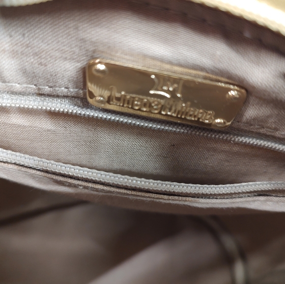 Linea & Milano Gold Faux Leather Crossbody Bag Braided Accents Zip Close - Picture 5 of 6